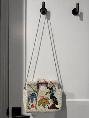 Handcrafted Beaded Sequin Toucan Safari Tropical Bamboo Handle Handbag